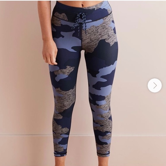 aerie Pants - Aerie blue camo tie waist leggings.High waisted.